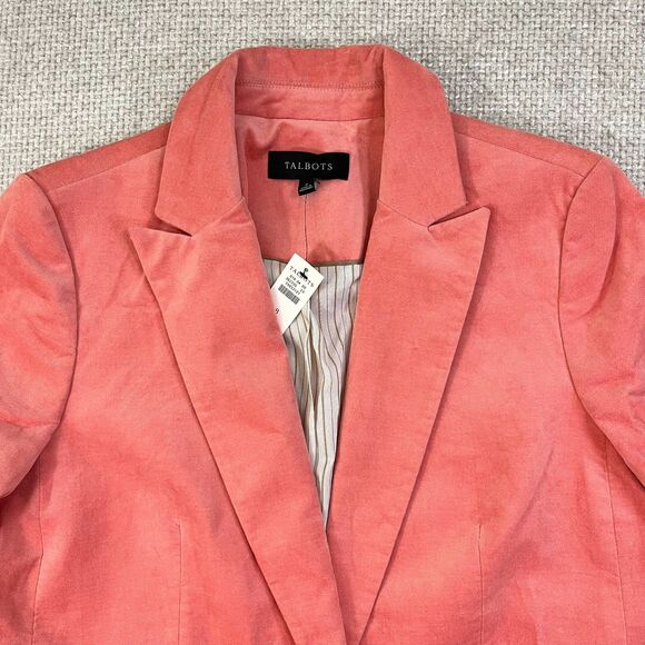 NEW Talbots Blazer Jacket Women's 8 Velour Velvet Pink Pockets Coat Business - Picture 2 of 12